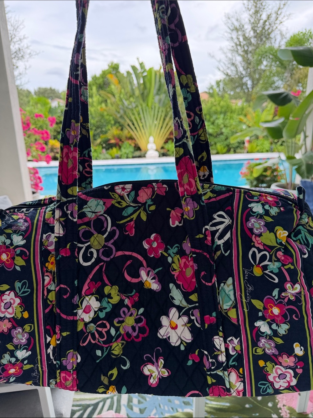 Vera Bradley 2012 Retired Ribbons Print Breast Cancer Awareness Duffel Bag
